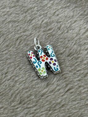 Enamel Consuela Floral W Initial Charm